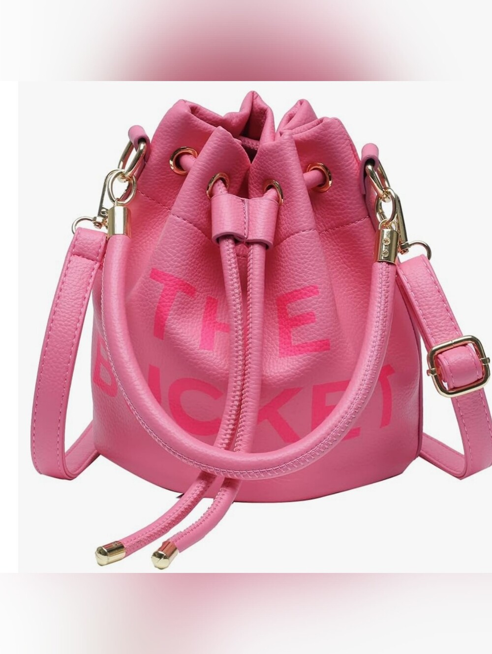 Adorable Pink Drawstring Bucket Satchel Crossbody Bag NWT - Picture 12 of 12